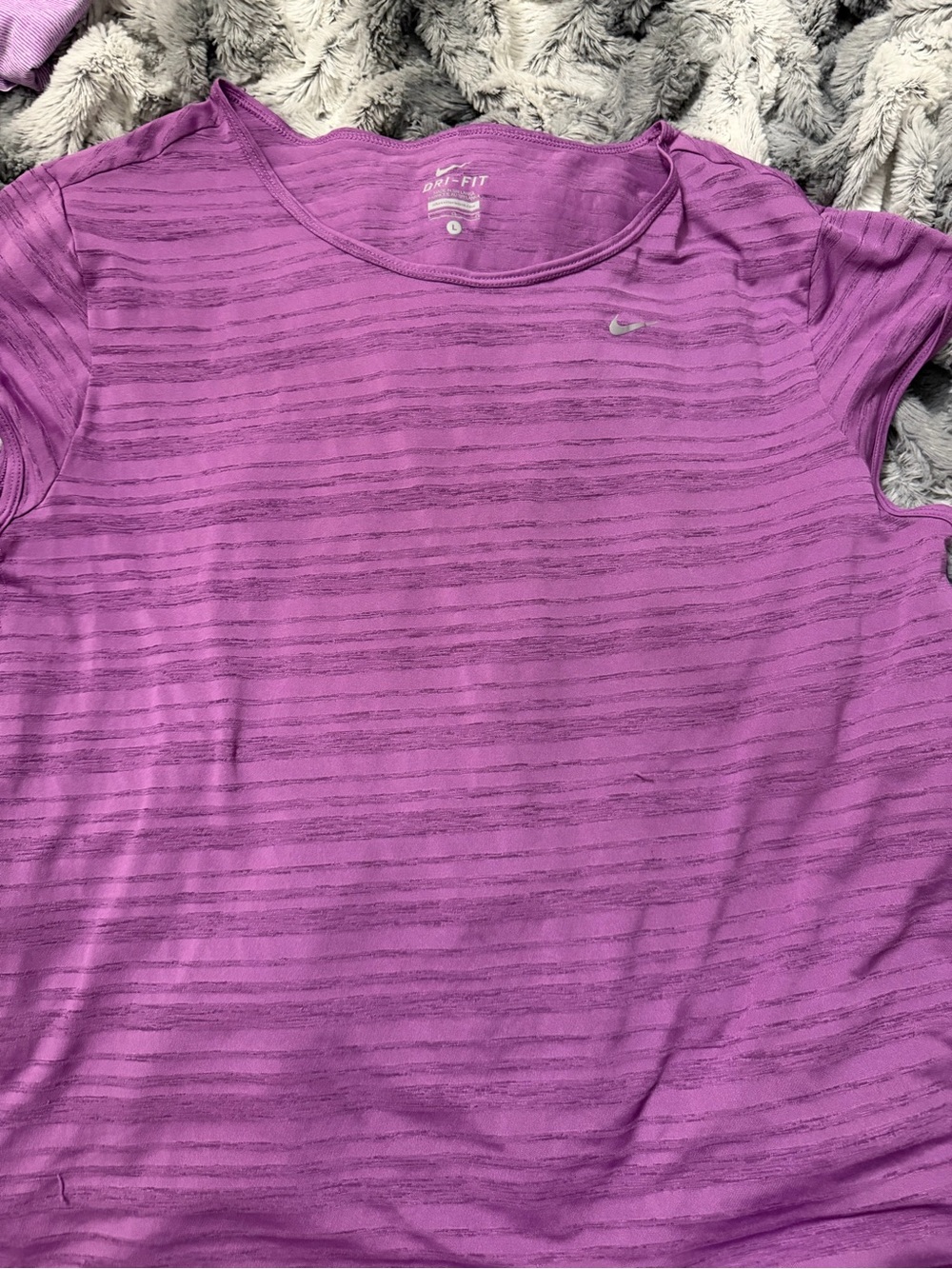 Nike Women's Purple Striped Short Sleeve Performance Tee